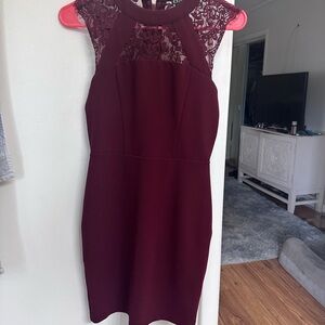 Express Burgundy Lace Mini Dress